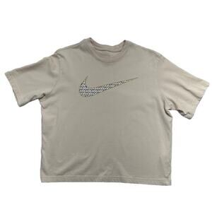 The Nike Tee Womens Small NSW Tan‎ Boxy Fit Cotton Graphic T-Shirt